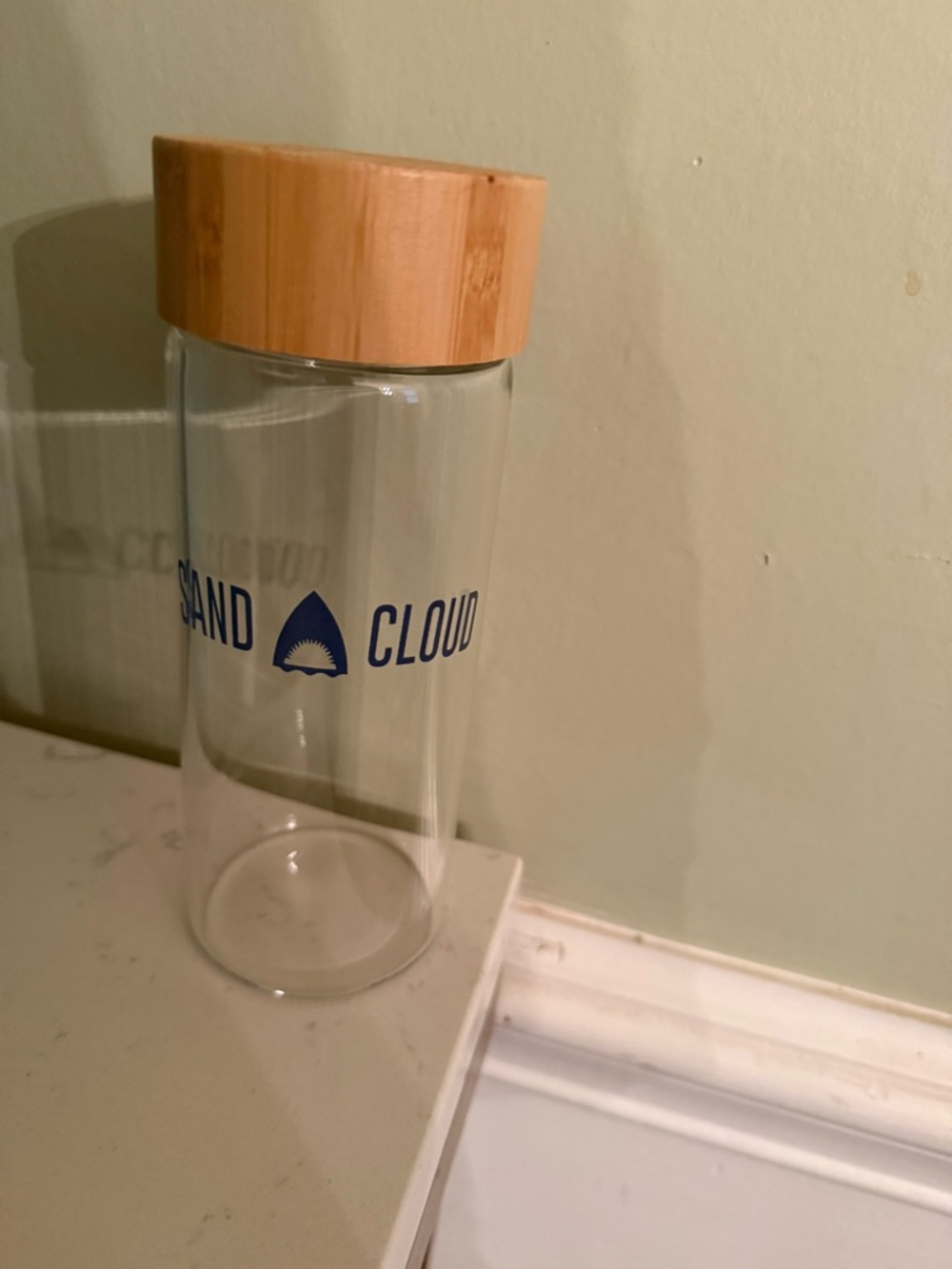 Sand Cloud Clear Glass Water Bottle with Bamboo Lid - Picture 2 of 3